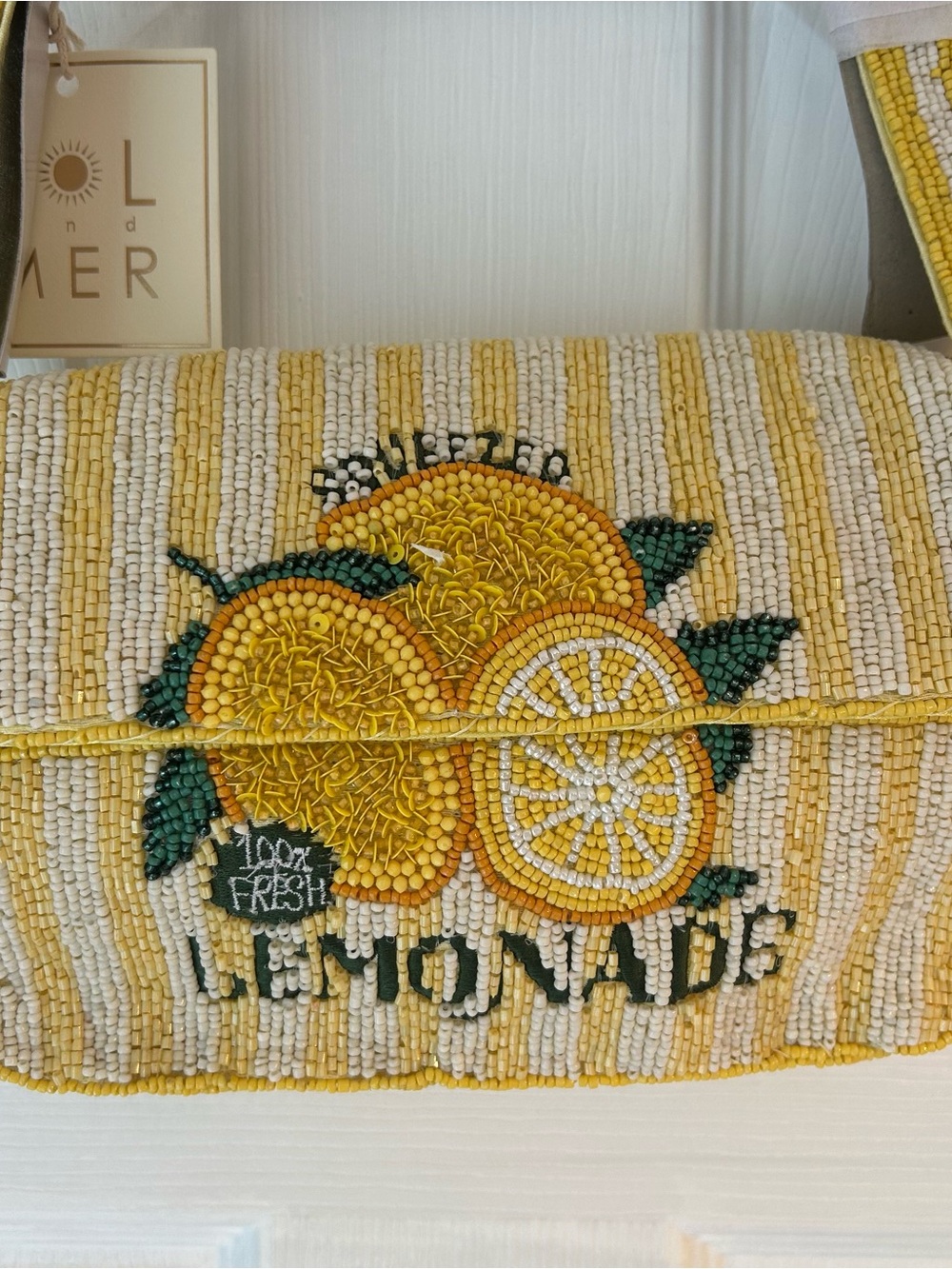 Lemonade Beaded Shoulder Bag in Yellow